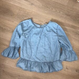 Light Blue Kids Ruffle Top
